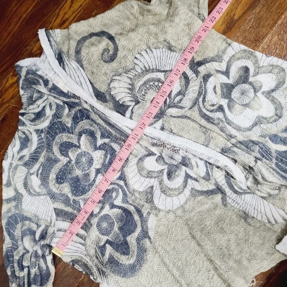 Chico's Felicity Cardigan Floral Lace Open Front Green - Picture 8 of 11